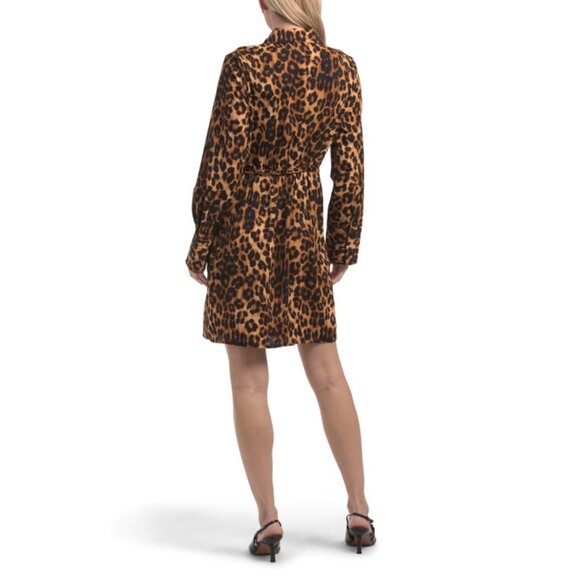 SAM EDELMAN Black Multi Leopard Shirt Mini Dress - Picture 2 of 2